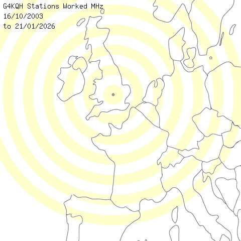 G4KQH Stations Worked Map for 6m band 
